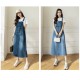 Women Denim Dresses Spring Summer Big Pocket Loose Casual