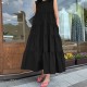 Bohemian Sleeveless Ruffles Dress Elegant Sundress Solid Robe