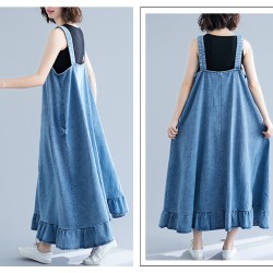 Single Breasted Cotton Denim Dresses
