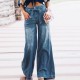 Wide Leg Jeans Woman Plus Size Lace-up Washed Pants Loose Cotton Casual Wide Leg Jeans Woman Plus Size Lace-up Washed Pants Loose Cotton Casual
