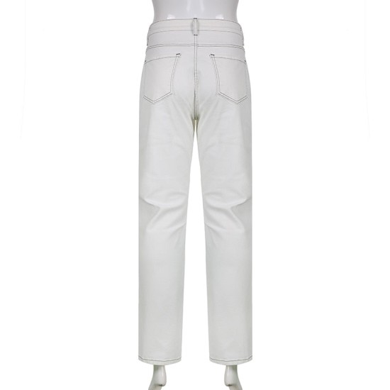 Jeans Y2K Fashion Split Bottom Hem Skinny Denim Jeans Casual