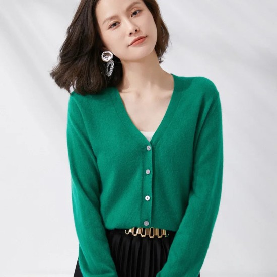 Cardigans Single Breasted V-neck Knitted Sweater Fashion Short Knitwear
