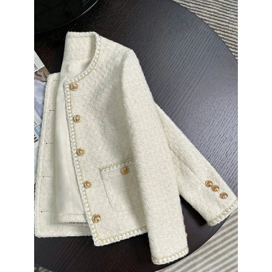 Chic Tweed Jackets Korean Long Sleeve Sweet Coat Fashion