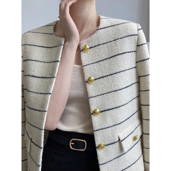 Women's Striped Flap Coat Fashion Tweed Jackets Women's Striped Flap Coat Fashion Tweed Jackets