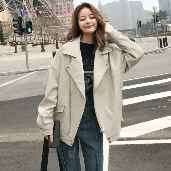Fashion Oversized Coat Faux Leather Jacket