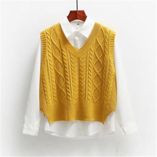 Vest Women Solid Short Loose Trendy Style Sleeveless