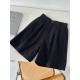 Casual Wide Leg Cotton High Waist Loose A Line Short Pants