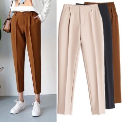 Casual Classic High Elastic Waist Loose Ankle-length Harem pants