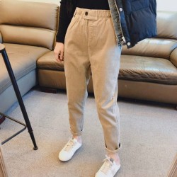 Pants Elastic Waist Solid Corduroy Pant Clothing Basic All-match