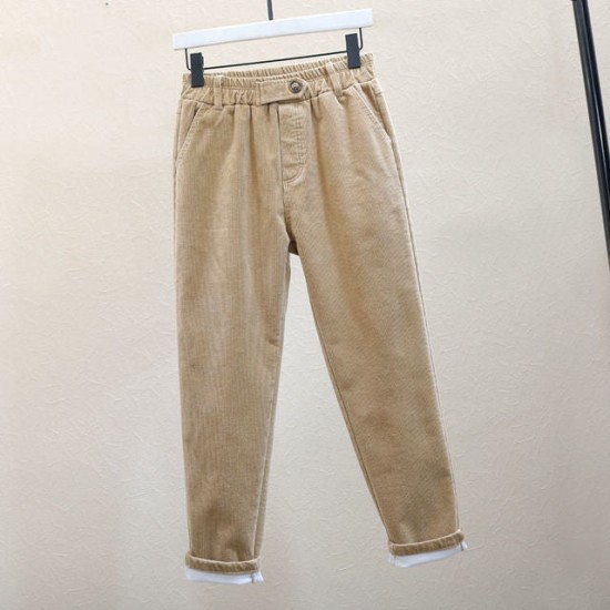 Pants Elastic Waist Solid Corduroy Pant Clothing Basic All-match