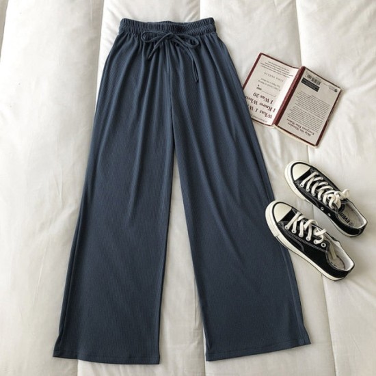 Style Wide Leg Long Pants Women Female Pants High Waist Trousers