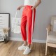 Casual Cotton Linen Ankle Length Striped Pant